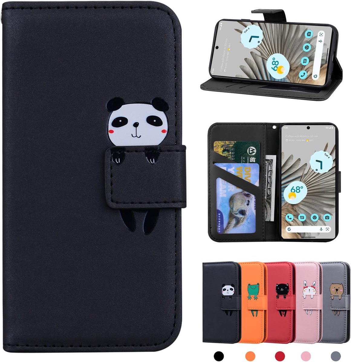 Beschermhoes voor Google Pixel 8 5G, portefeuille, leer, magnetisch
