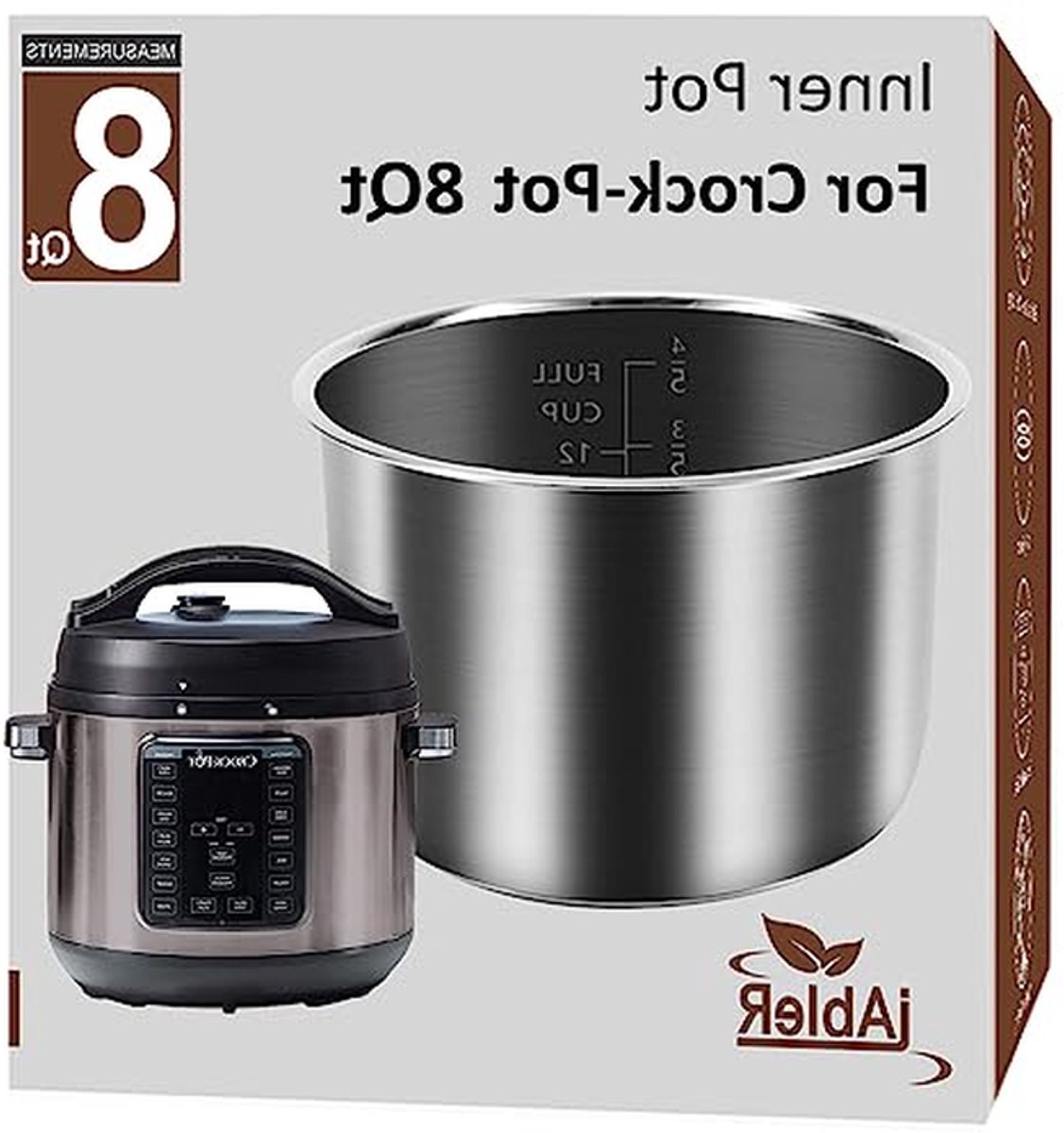 Binnenpot Snelkookpan - Vervangende Pot Extra Pot - Meerdere Gerechten Bereiden - Roestvrij Staal 3 PLY Bodem - 8 Kwarts