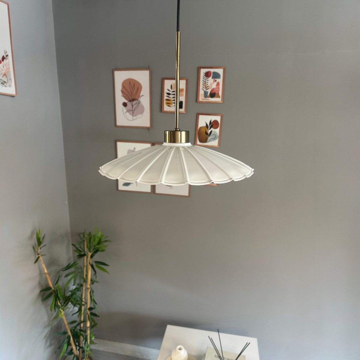 Bamyum Risso hanglamp, industriële Modern stijl, Ø34 cm, wit metalen lamp