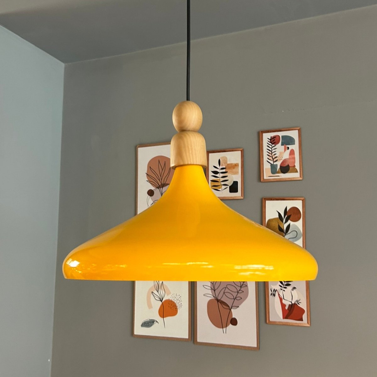 Bamyum Champion hanglamp, industriële Modern stijl, Ø35 cm, lichtgeel metalen lamp