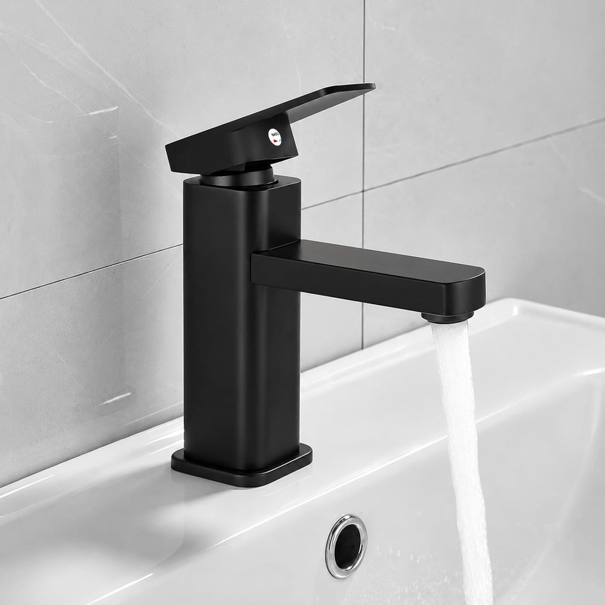 Kraan Badkamer Wastafel Kraan Zwart Wastafelmengkraan Warm en Koud Kraan Eengreepsmengkraan Mat Zwart Badkraan voor Badkamer Wastafel Roestvrij Staal Messing