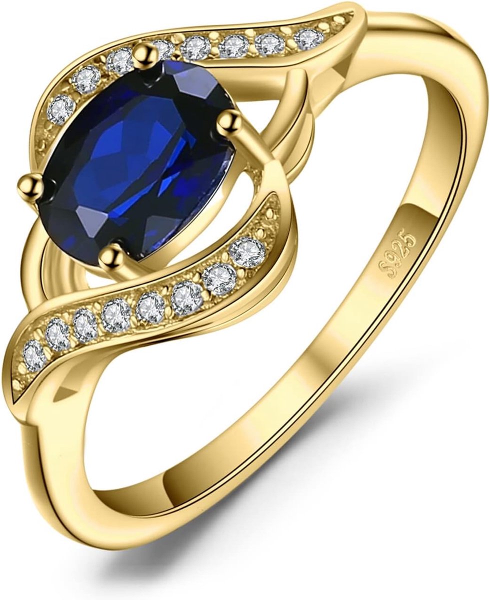 Ovaal Geslepen 1ct Gemaakte Blauwe Saffierring Dames, Ring Stenen