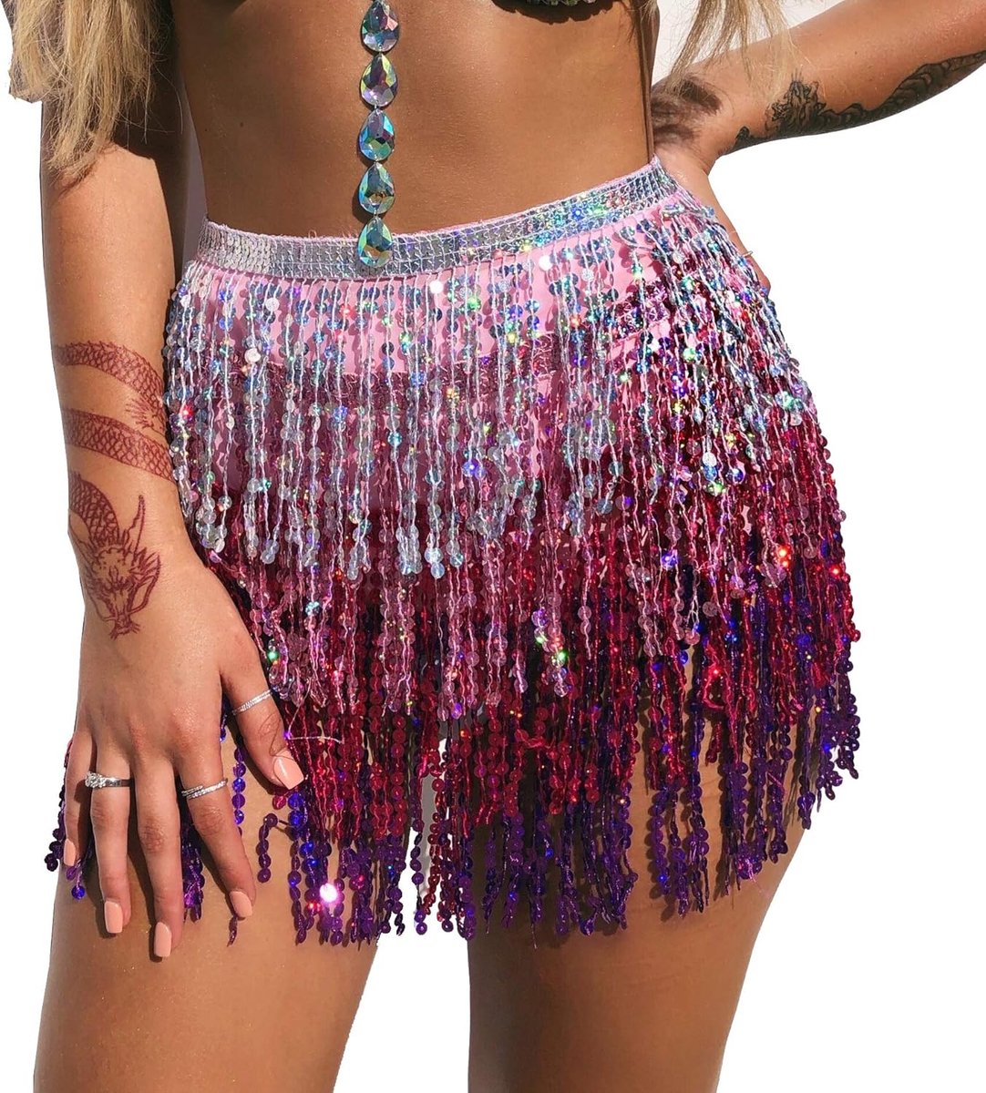 Pailletten Kwastje Hip Sjaal Pailletten Kwastje Rokken Rave Fringe