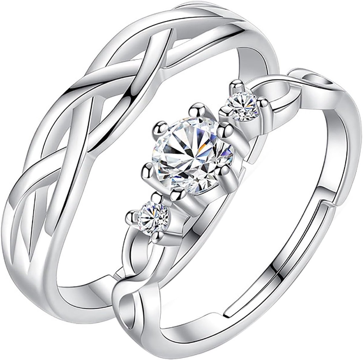 Ringen, set van 2 stuks, sieraden van roestvrij staal, partnerringen