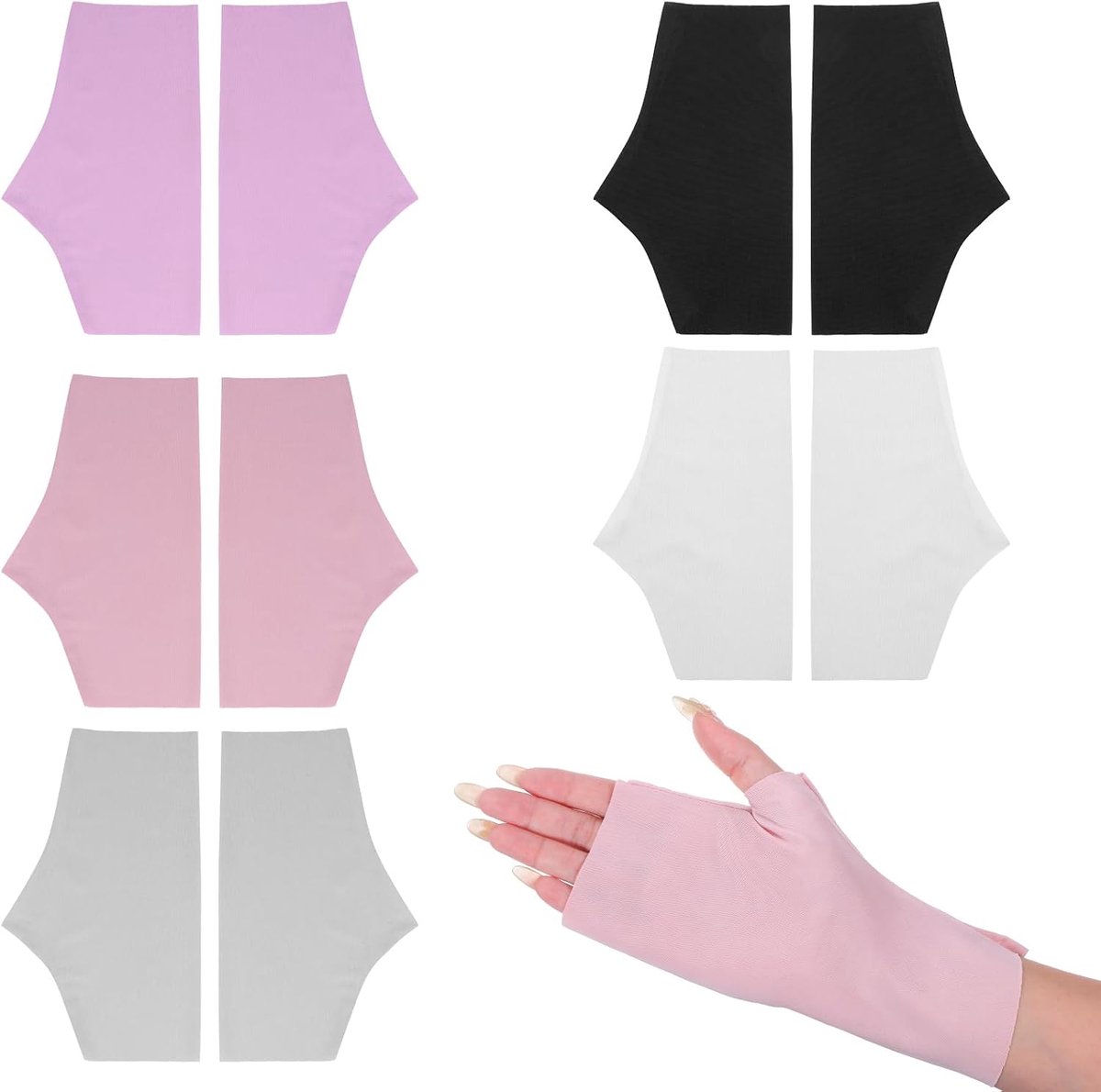 5 paar uv-handschoenen, nagels, vingerloze handschoenen voor dames