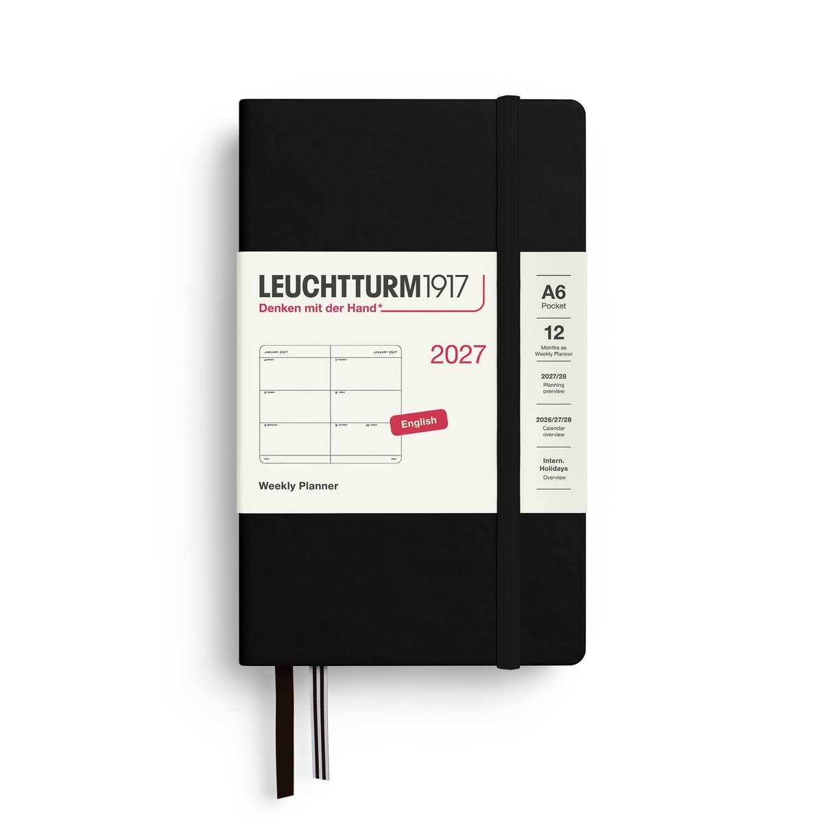 Leuchtturm1917 - 2027 - Zak Agenda - Weekly Planner - A6 Pocket 9x15cm - black - hardcover