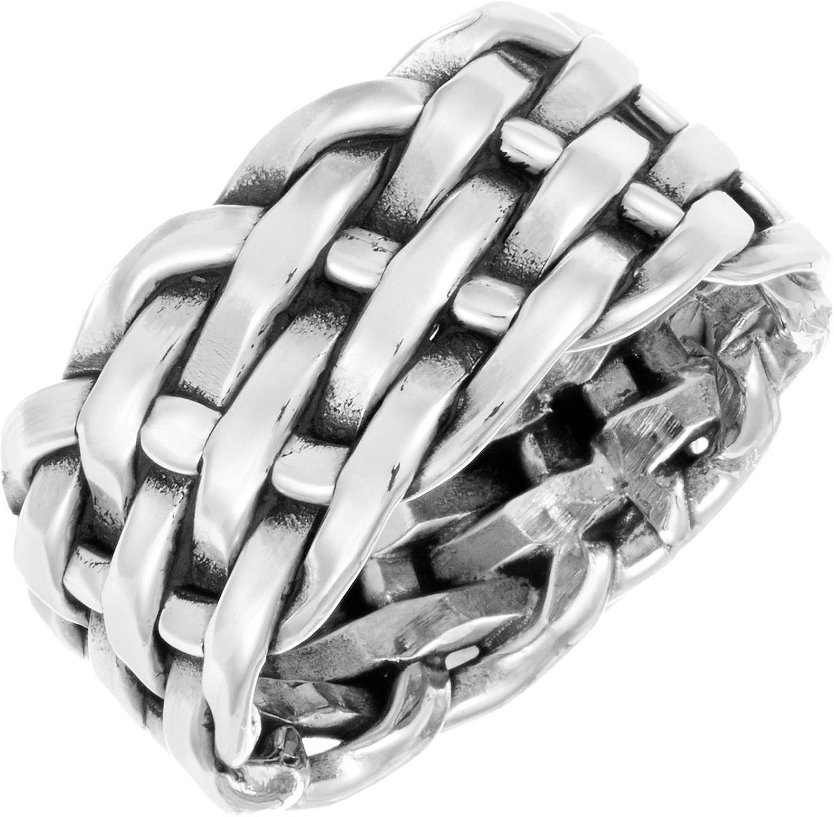 Vrouwen Mannen .925 Sterling Zilver 9.8 mm Geweven Gevlochten Ring