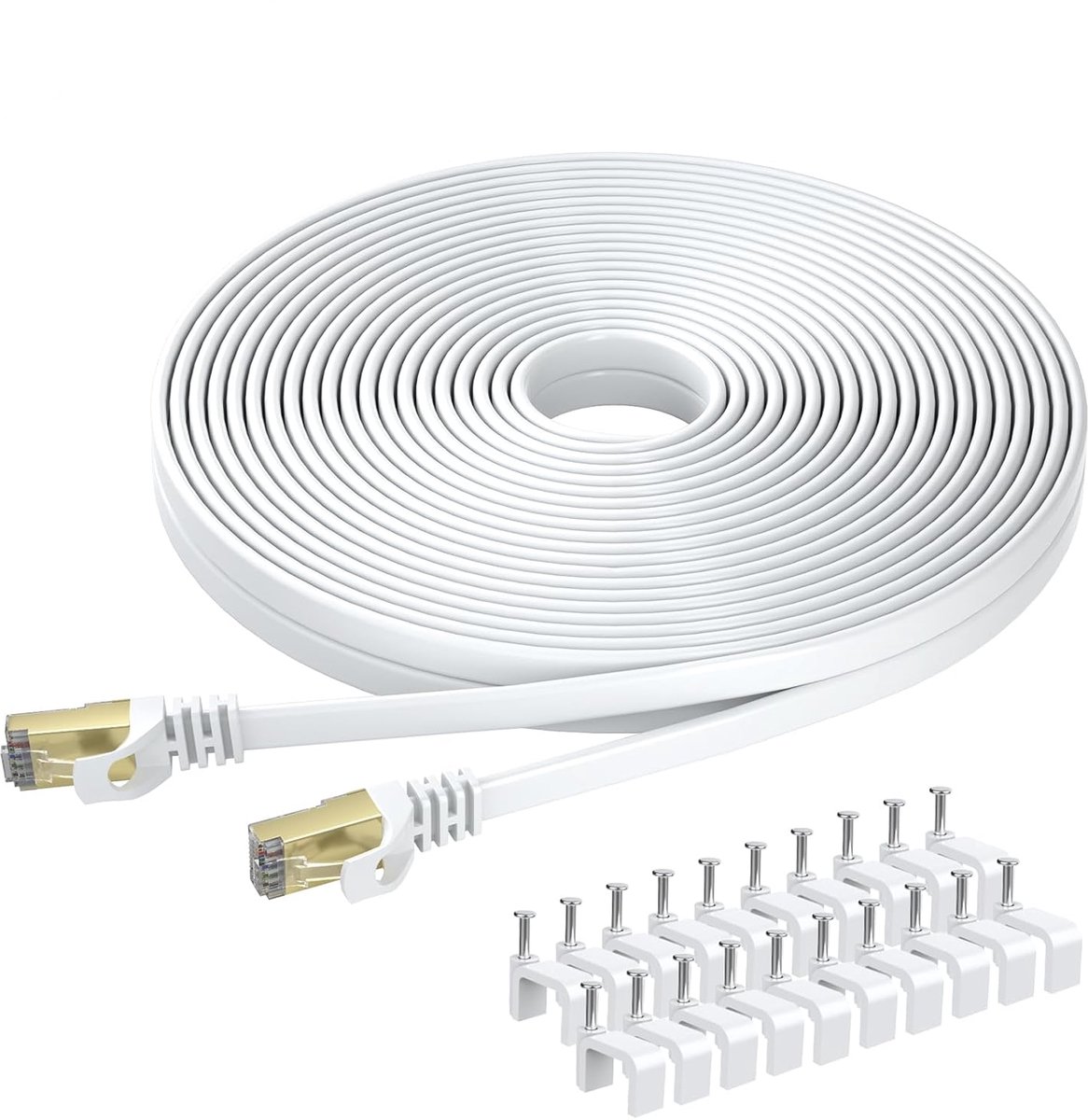 Cat 8 Ethernet Kabel 50M, Platte Lan Netwerkkabel 40Gbps 2000MHz | Hoge Snelheid Gigabit RJ45 Internet Patch kabel voor Switch, Router, Modem, PC