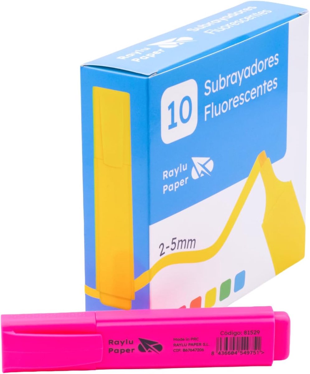 SnelShoppen - Fluorescerende markeerstiften met afgeschuinde punt, 10 stuks, 2-5 mm lijnbreedte, waterbasis inkt, roze, ideaal voor organisatie, schoo