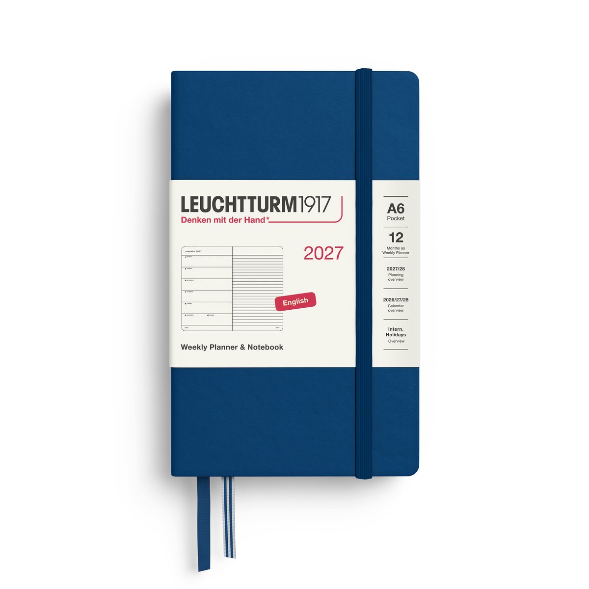 Leuchtturm1917 - 2027 - Zak Agenda en Notitieboek - A6 Pocket 9x15cm - indigo - hardcover