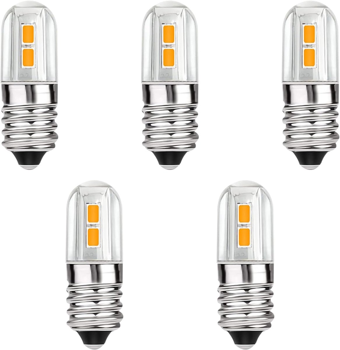 5 stuks E10 ledlampen, 6 V, AC DC 6 V, 0,3 W, 3000 K warmwit, vervangt 3 watt, reservelampen voor sterren, kleine gloeilampen, kerstster
