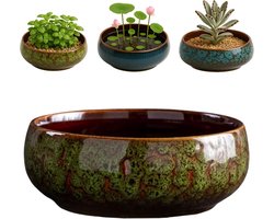 SnelShoppen - Oncpcare Lotus Bowl Plantenbak - Glazuur Keramische Bloembak voor Waterdecoratie, Bonsai en Vetplanten | Ondiepe Decoratieve Plantenkom