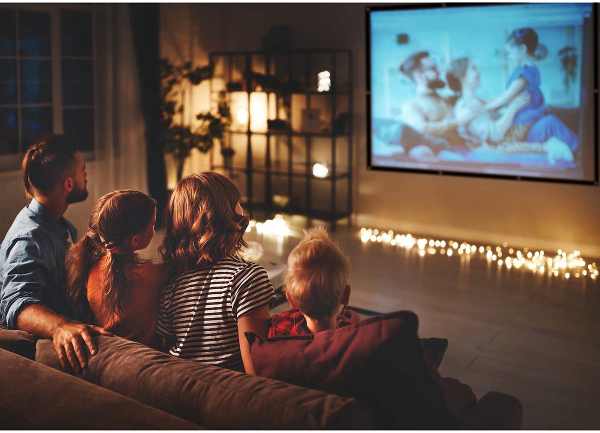 SnelShoppen - Beamerscherm 150 inch 16:9, Zwarte Achterkant tegen Doorlekkend Licht, Geschikt voor 4K HD & 3D, Thuisbioscoop, Wandmontage met 16 Gaten