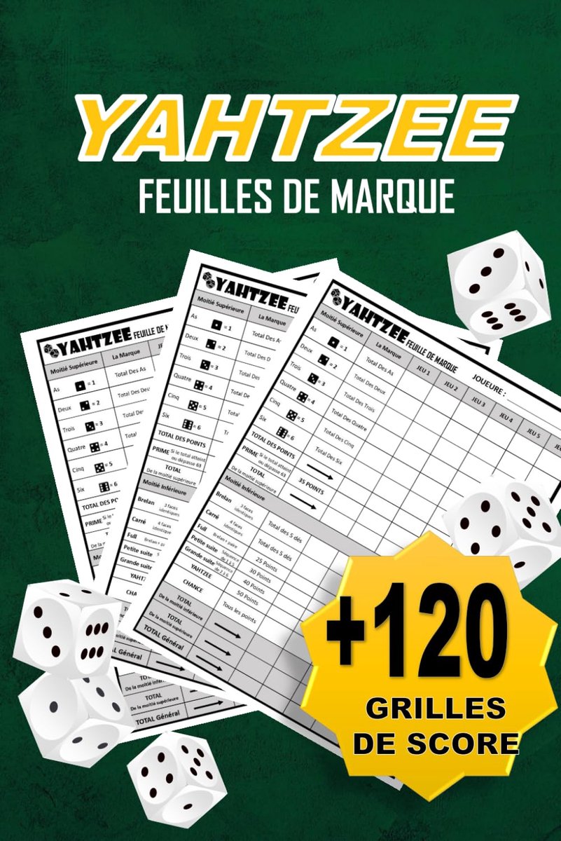 Yahtzee scoreblad A5 - cahier de score - meer dan 120 grilles - ideaal voor spelletjesavonden - ShopVlot