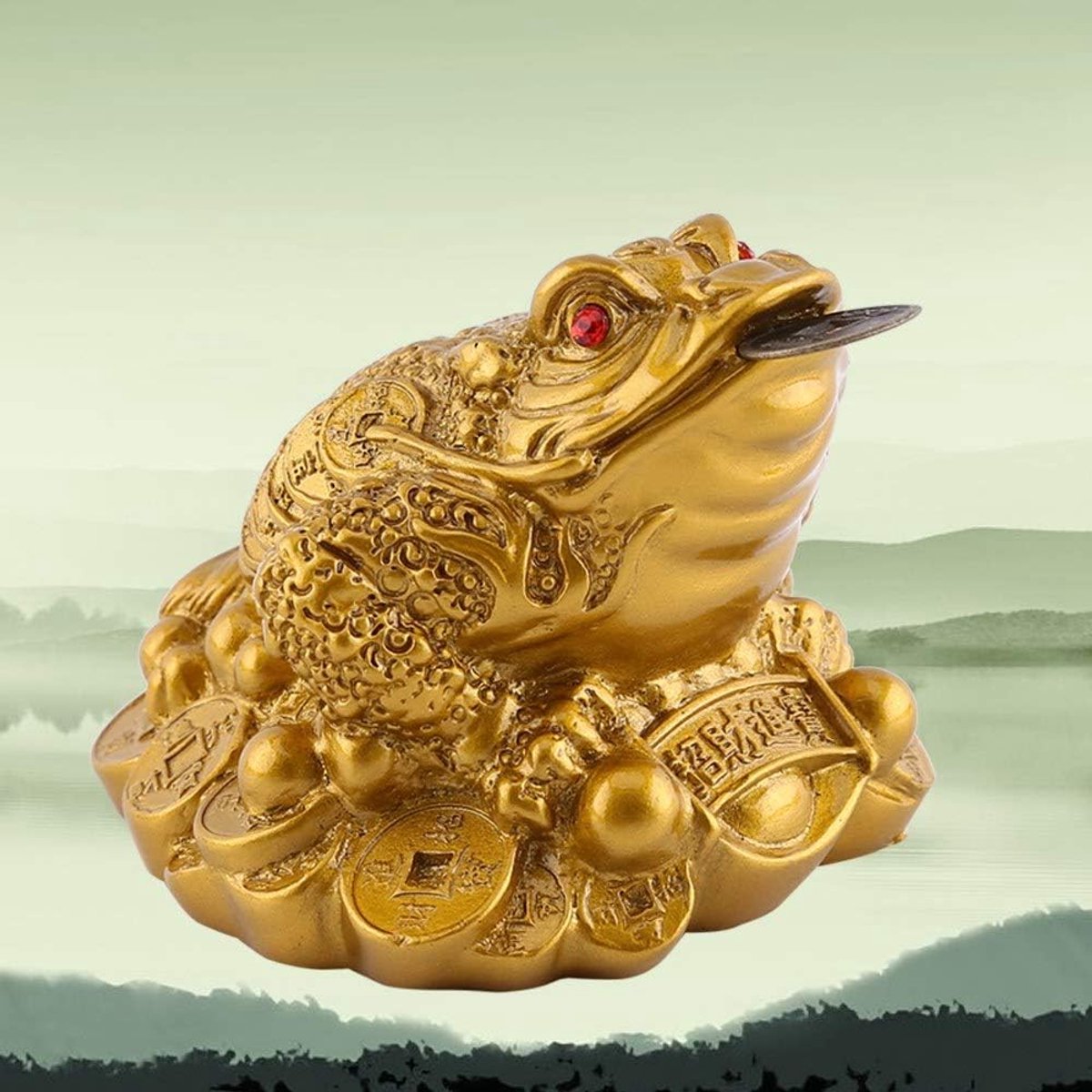 Kikker Driepotige Feng Shui Amulet Beeldje - Statief Kikker voor Zakelijke Welvaart en Veel Geluk (Brons, S 6 * 6 * 5mm)