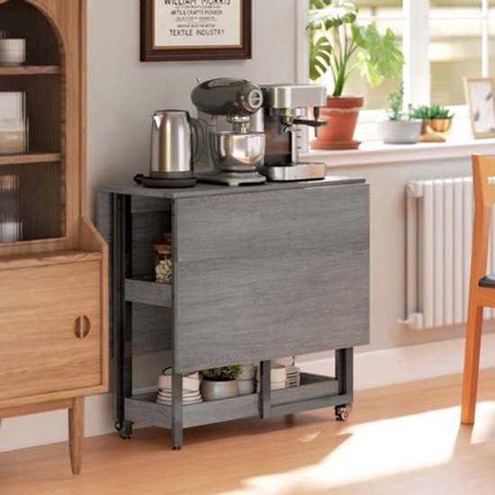 Uitklapbare Eettafel - Inklapbare Tafel - Opvouwbare Tafel - Vouwbare Keukentafel - Ruimtebesparende Tafel - Voor 2-4 Personen - Verrijdbaar Met Vergrendeling - Melamine, Stevig & Makkelijk Schoon — afbeelding 3