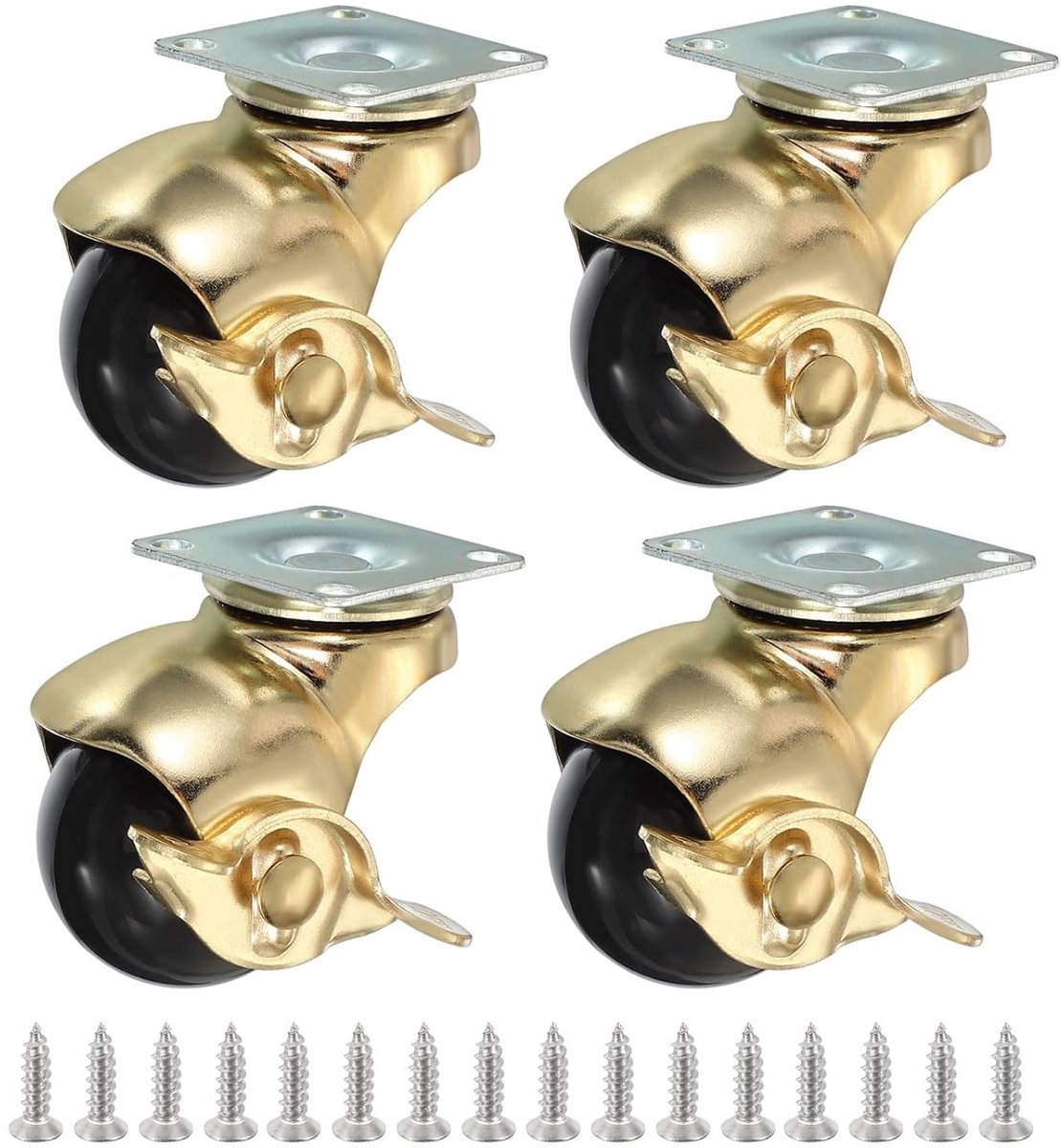 1.5 Inch Ball Caster Wheels Brake, 4 Pack 360° Roterende Swivel Plate