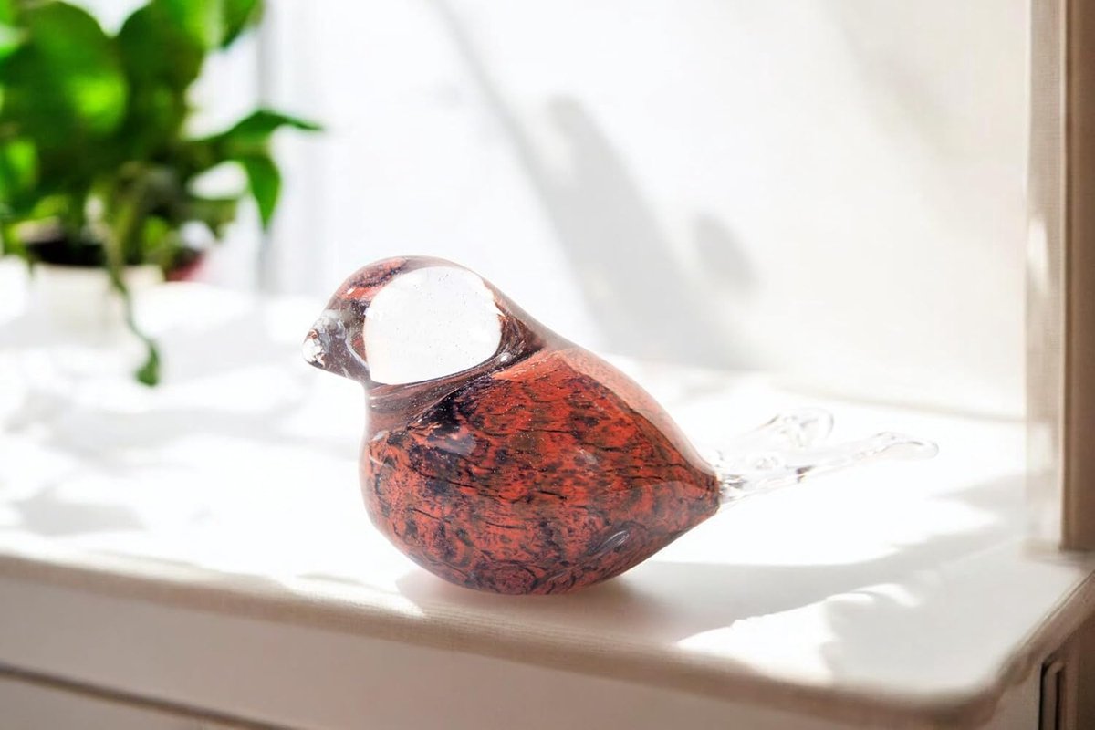 urn - Urn - Vogel - Glas - Red Heart