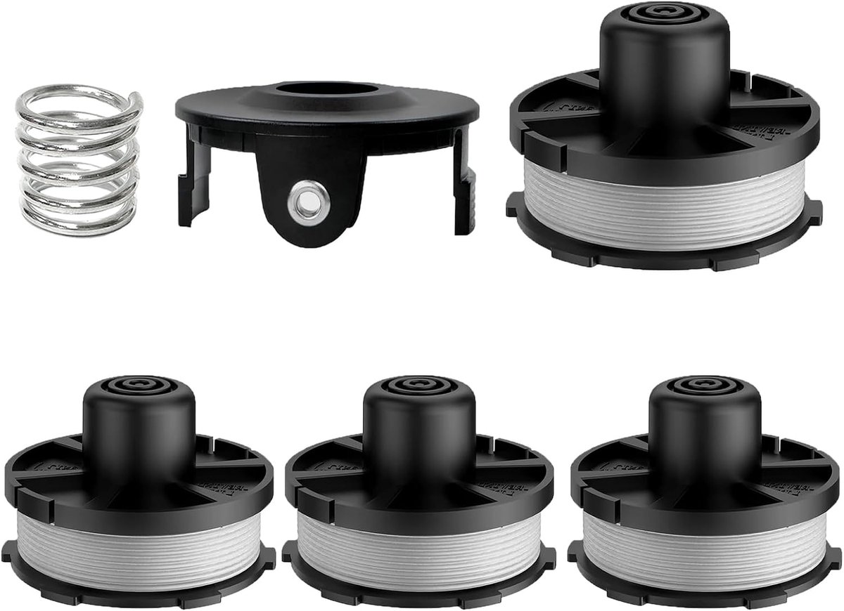 4 stuks grastrimmer draadspoel, compatibel met Makita196146-9 195858-1, voor Makita Accuusense 18V DUR181Z, DUR181RF, DUR181, Ø1,6 mm-8,3 m lengte(4 spoel + 1 dop + 1 veren)