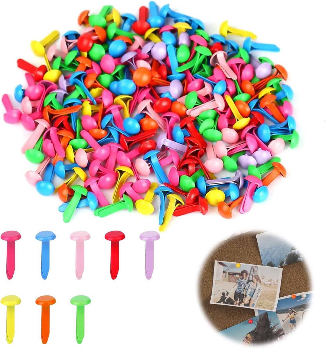 200 stuks patroonzakklemmen, patroonklemmen, ronde kopklemmen, multicolor mini ronde vlechten voor papier, ambachten, voor school, kantoor, papier, briefklemmen, knutselen, doe-het-zelf