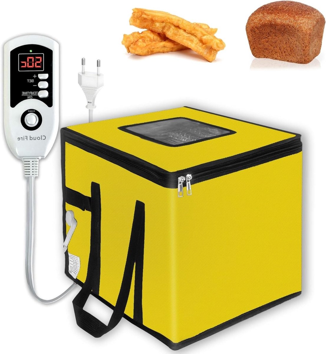 Deegrijskast - Gistbox Brood - Brood Bakken - Temperatuurregeling - 35 x 35 x 35 cm - Grijs