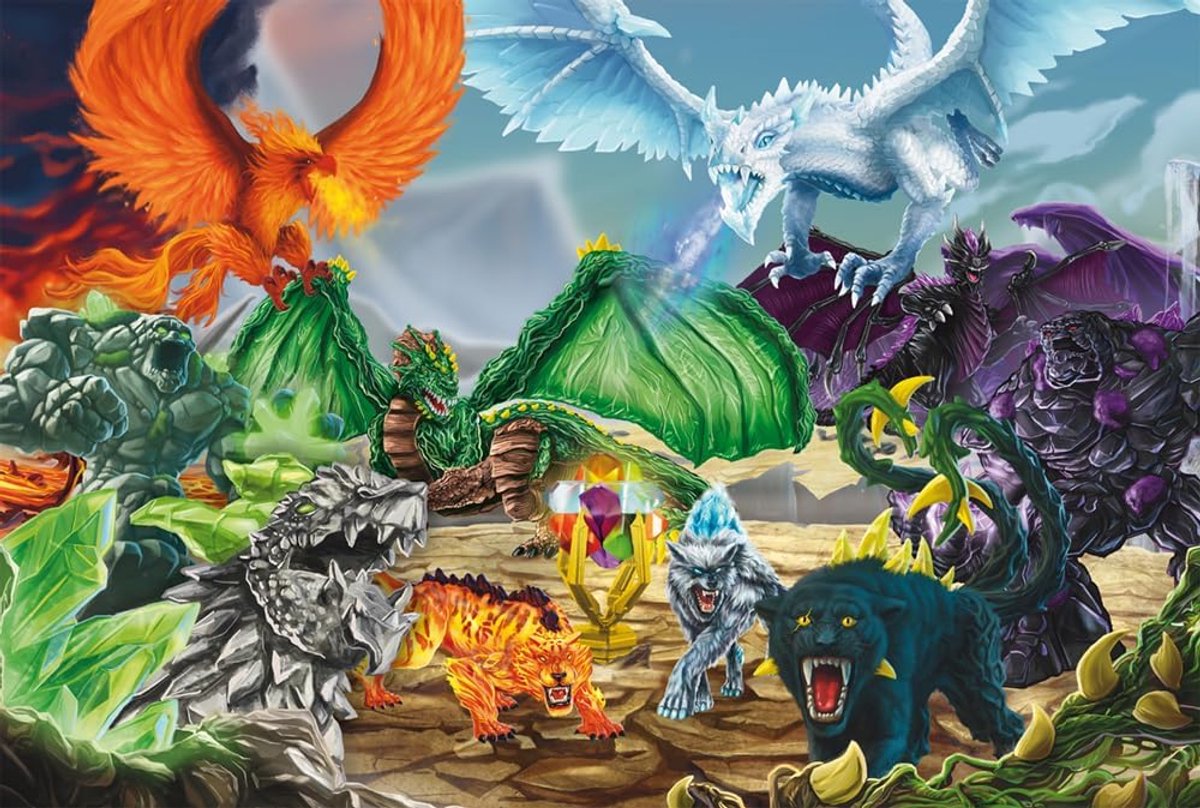 Spiele 56565 Eldrador, strijd om het superkristal, 100 stukjes kinderpuzzel, met een origineel Schleich-figuur