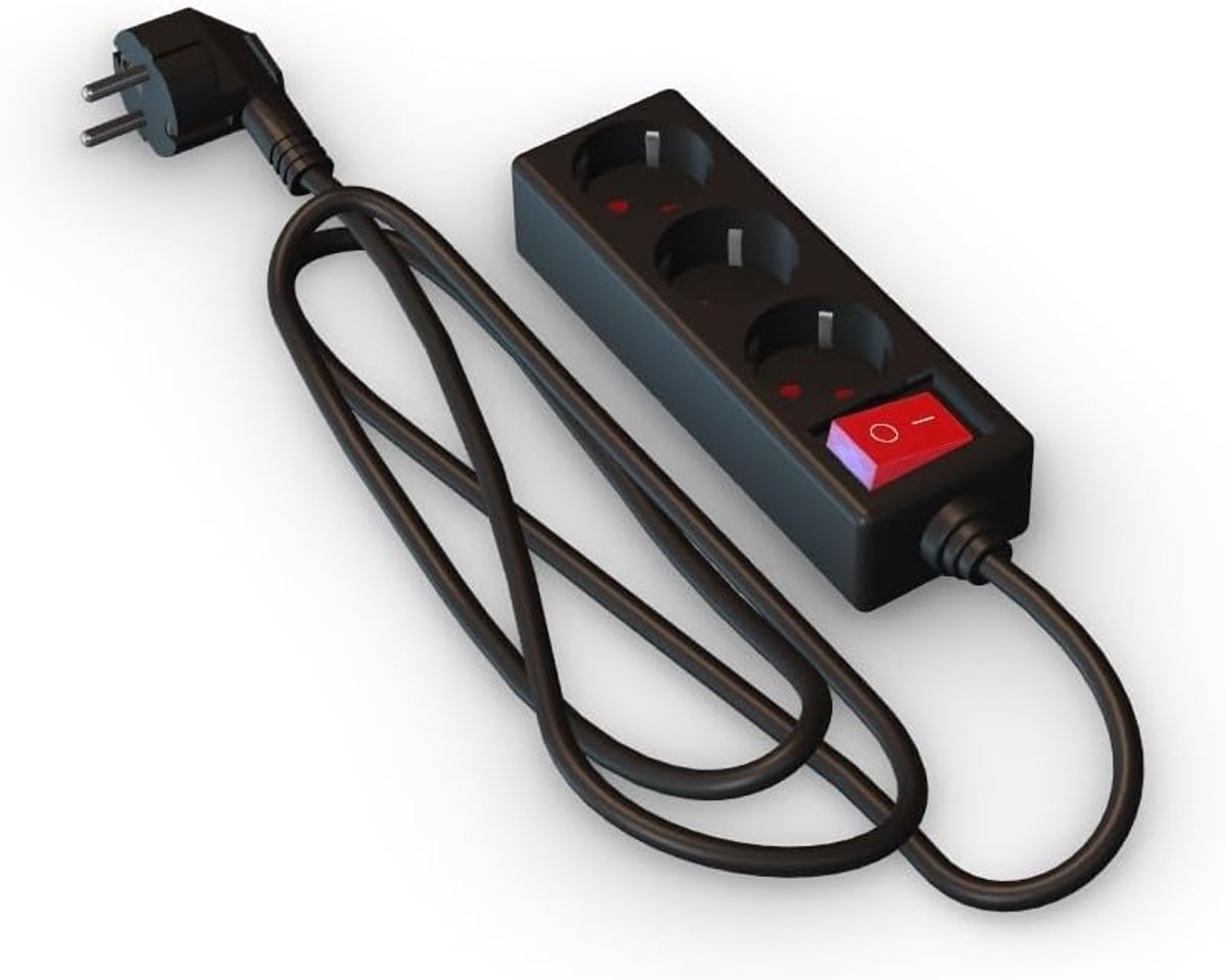 Stekkerdoos met 3 Schuko-aansluitingen - 1,5 m H05VV-F 3G1,5 mm² - met schakelaar - veilig voor kinderen - SnelShoppen
