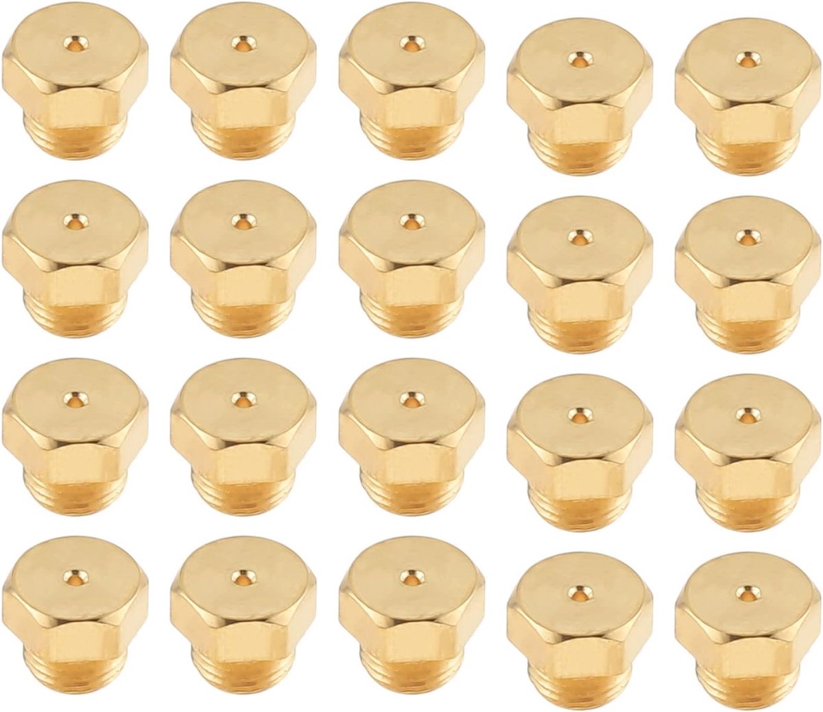 20 stuks M5 x 0,5 mm / 0,68 mm messing straalmondstuk, universele gasstraalsproeiers voor LPG-propaangasbrander, LPG-gasbuis, boiler, doe-het-zelf branderonderdelen