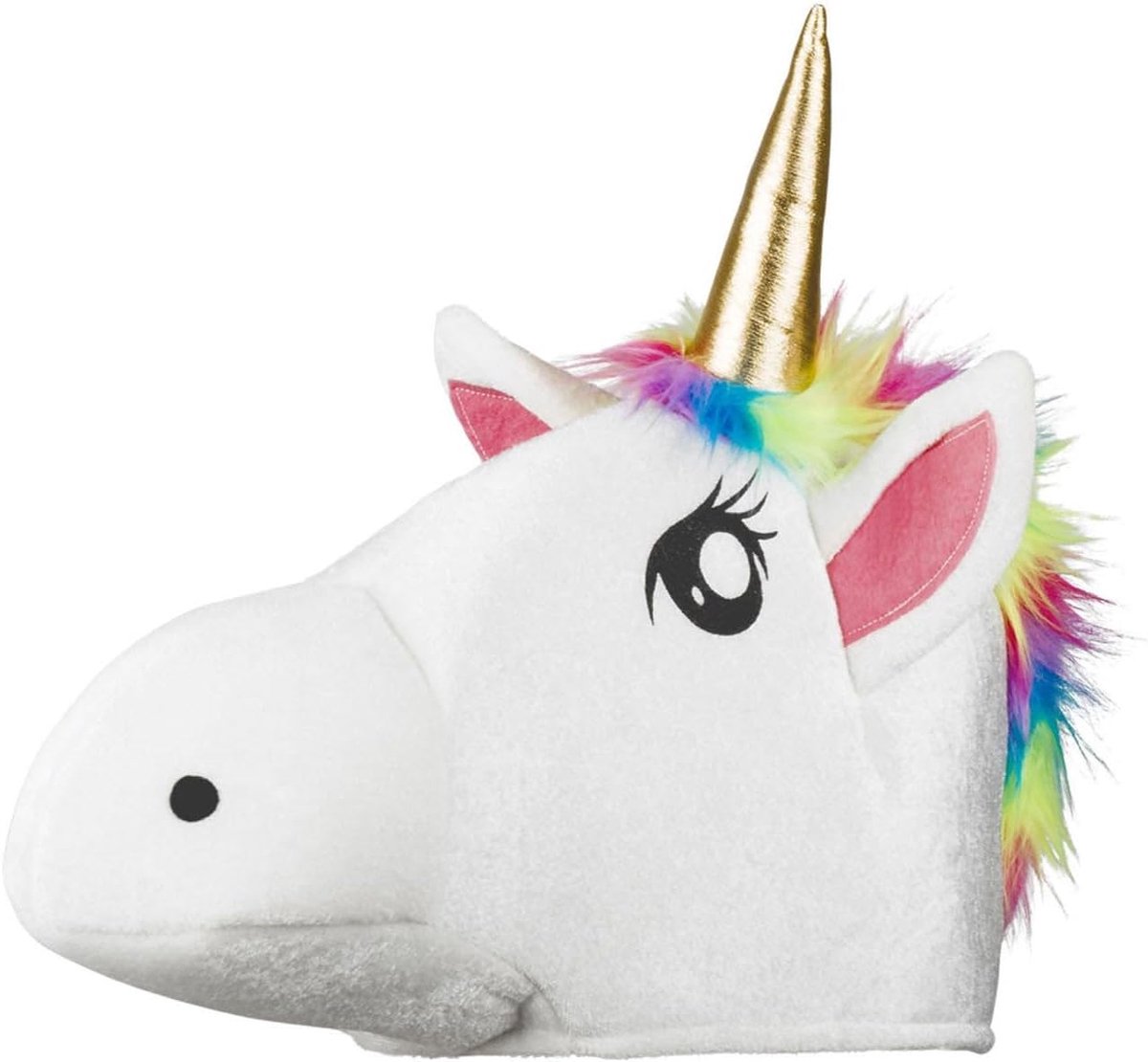 - Eenhoorn pluche hoed, 59 cm | Pet met gouden hoorn, ogen, vacht en oren voor kostuums, carnaval, themafeest