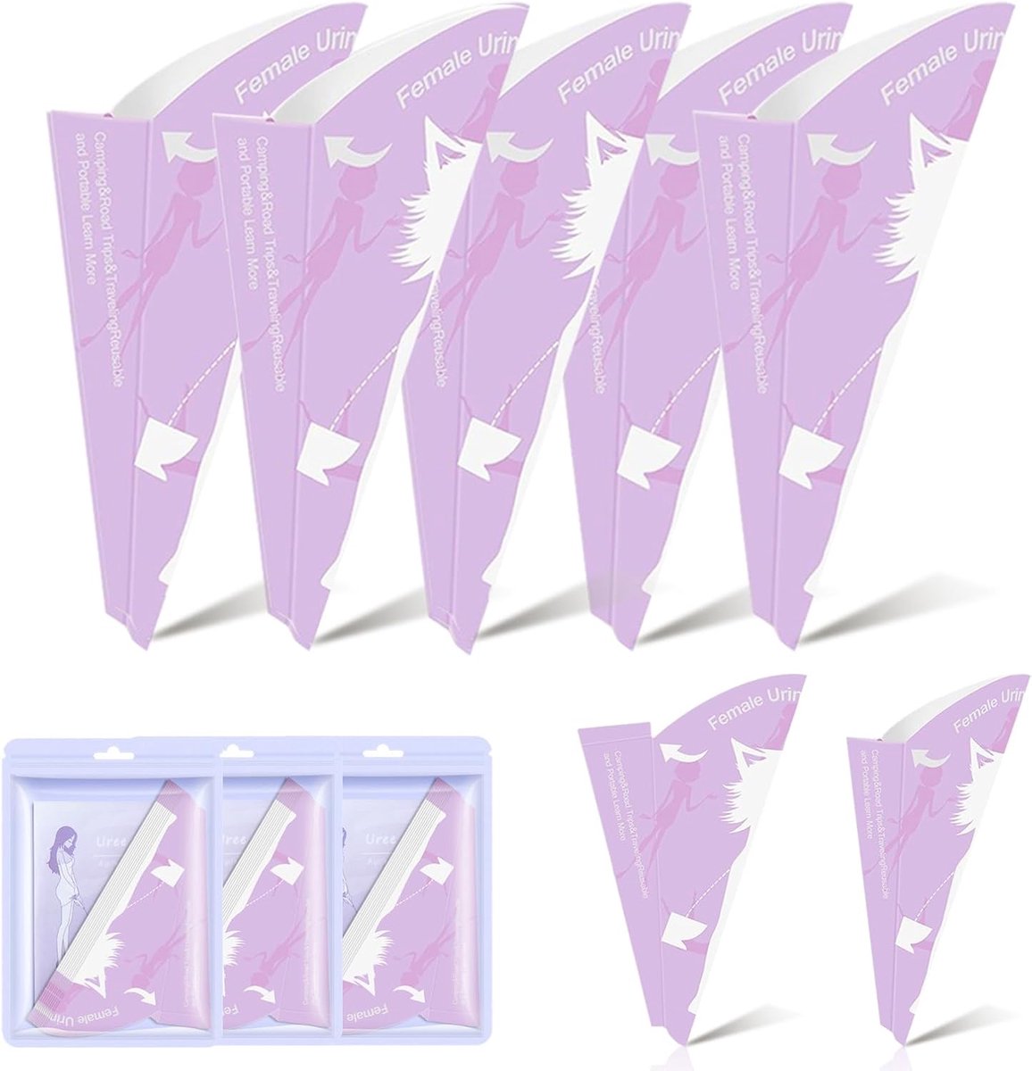 30 Stuks Wegwerp Vrouwelijk Urinaal, Reis Vrouwelijk Urinatie Apparaat, Papier Draagbaar Urinaal voor Vrouwen Staand Plas Trechter voor Zwangere Reis Kamperen Outdoor - Kampeer Accessoires