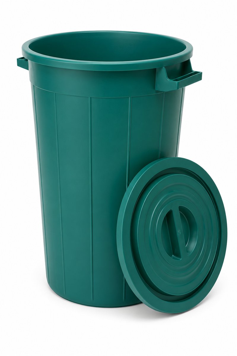 Buitenprullenbak - 120 liter - Afvalbak buiten - Afvalton met deksel - Vuilnisbak - Afvalemmer - Groen