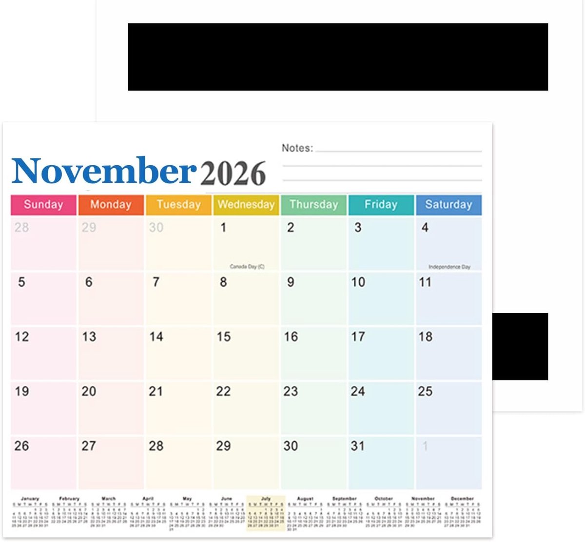 Magnetische koelkast kalender - 18 maanden van juli 2025 tot december 2026 - Dikke schrijfbladen - SnelShoppen