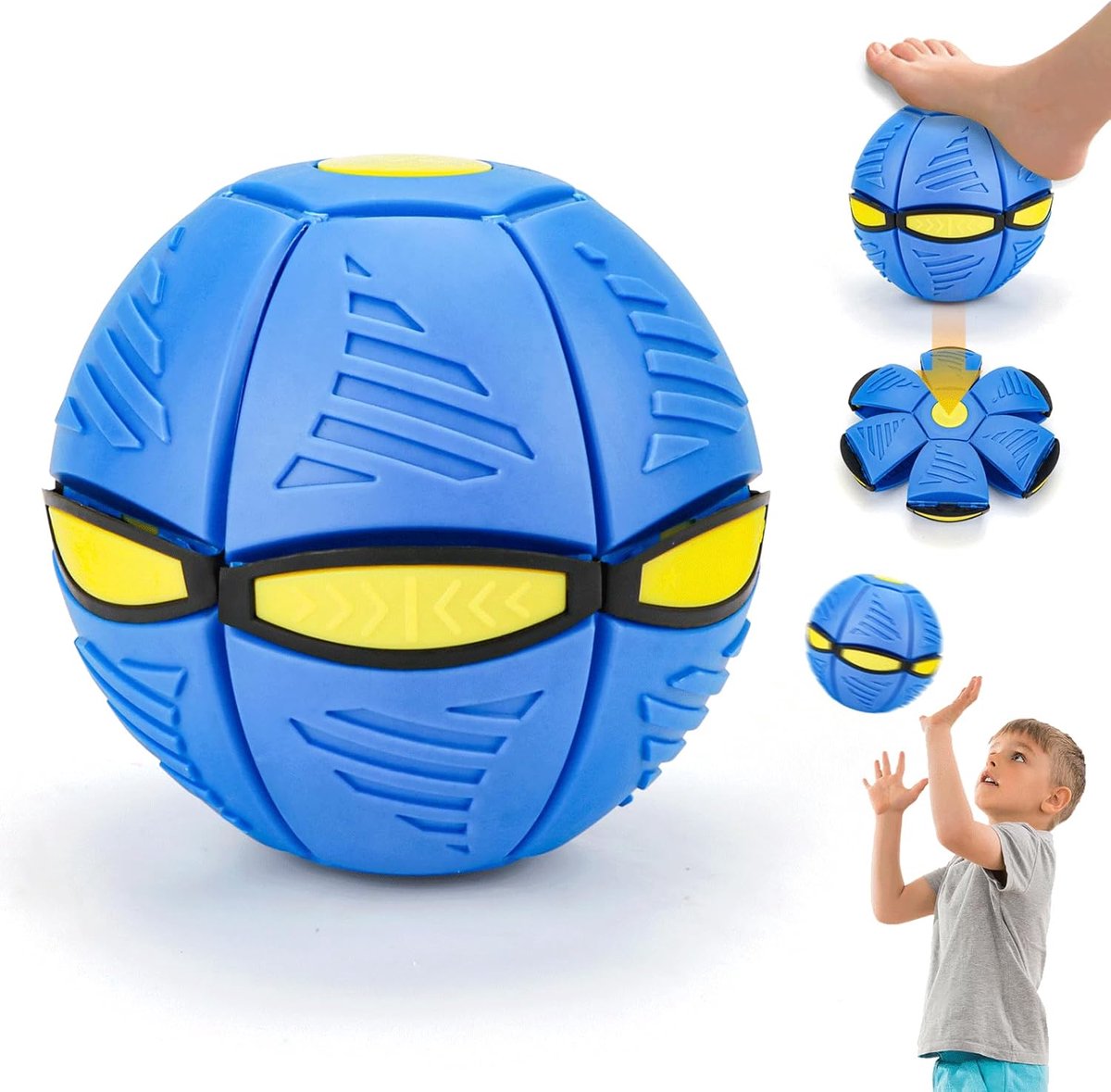 Stuiterbal voor kinderen, 2026 Metaball stuiterbal, magische vliegende bal voor kinderen, dubbele vorm, vrij schakelbaar met 6 lampjes voor ouder-kind spelletjes