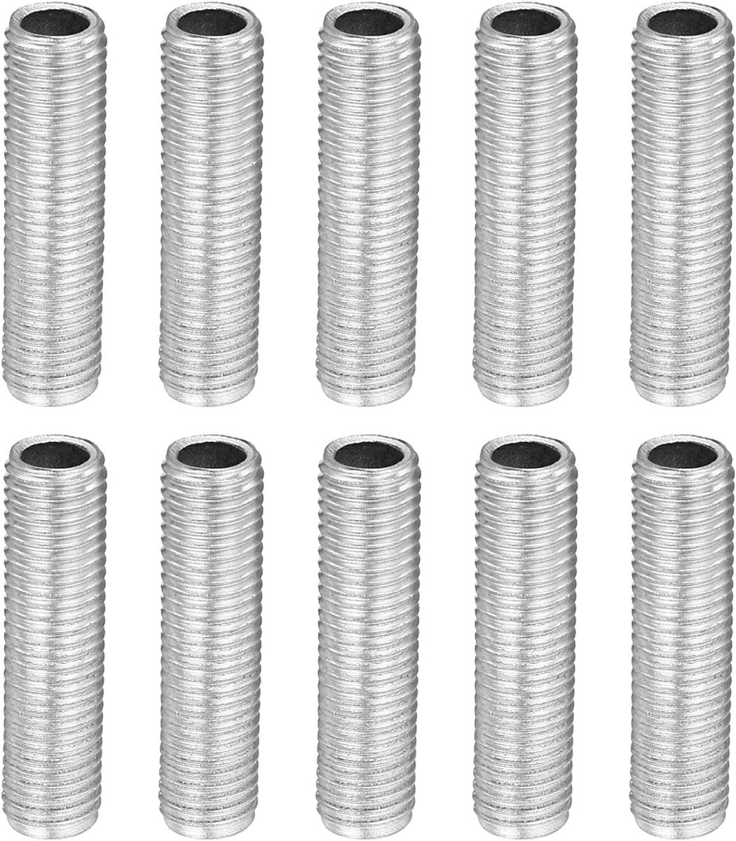 10 stuks mondstukken voor buislampen, 3 cm lengte, M8-schroefdraad, complete verdeling, 1 mm verzinkt, geplateerd, vervanging voor lampen, slang, kabel, ideaal voor verlichtingsapparaten