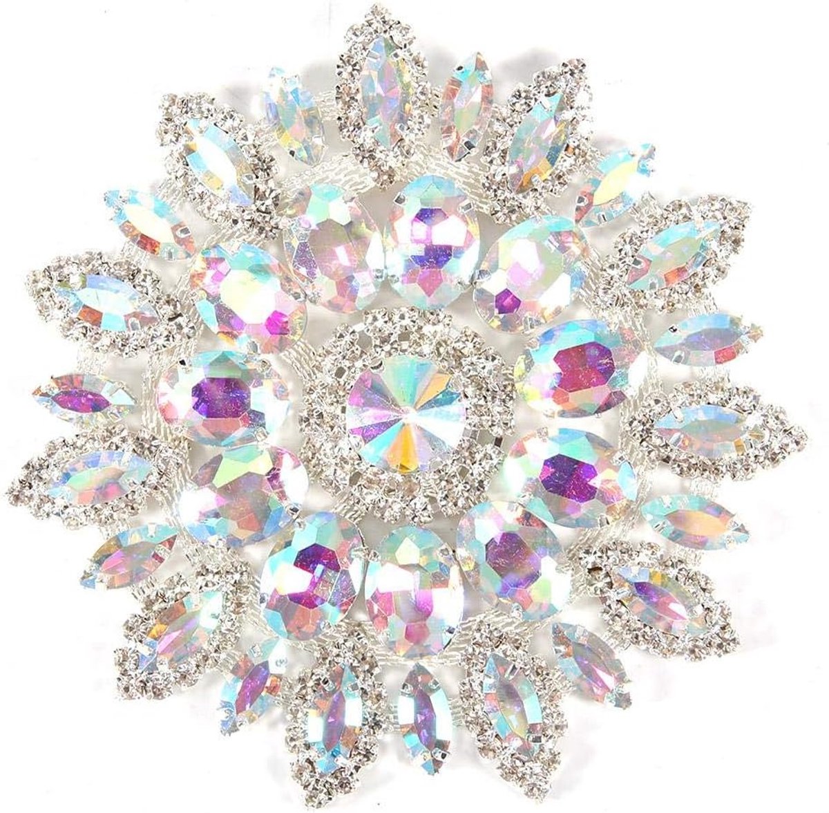 Design Kristallen Schoen Clips, 11cm Decoratieve Broche Pin voor Avond Prom Party Schoenen, AB Kleur met Zilver Basis