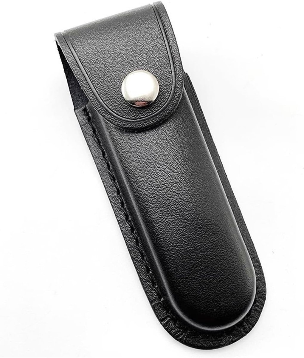 Heuptas van leer, opvouwbare waterdichte tas met drukknop en gesp, ultra-robuuste tactische uitrusting voor kamperen, jagen, wandelen (12 x 3 cm, zwart), Zwart, geen
