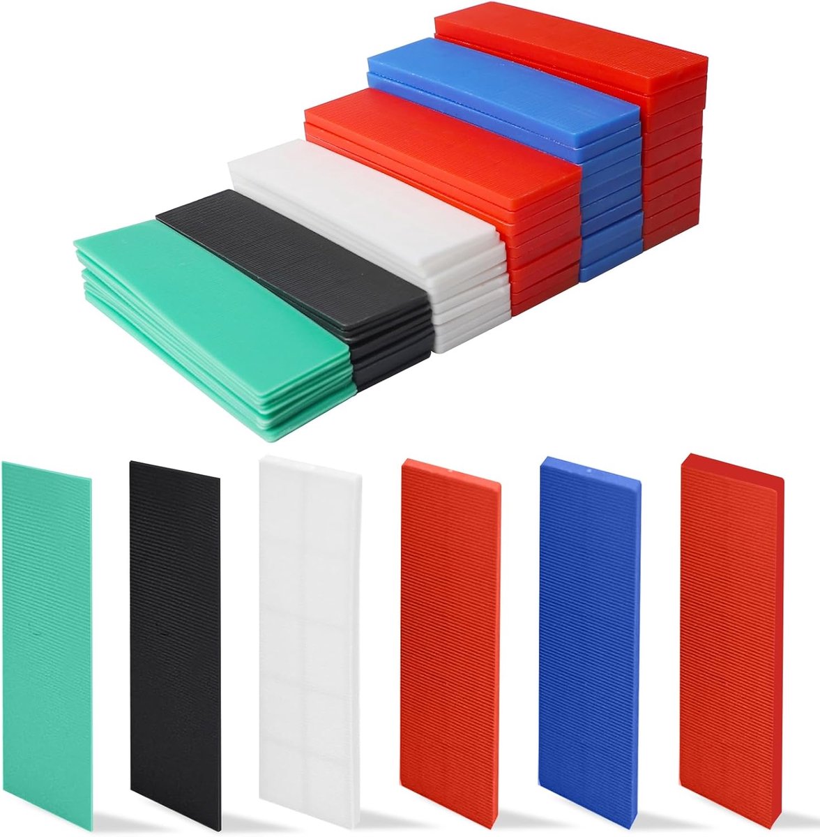60Stks Diverse Kleuren Raambeglazing Onderlegplaten, Gemengd 1-6 mm Platte Plastic Shims, 28x100 mm Compensatie Kunststof Beglazing Afstandhouders voor Deuren Kozijninstallaties