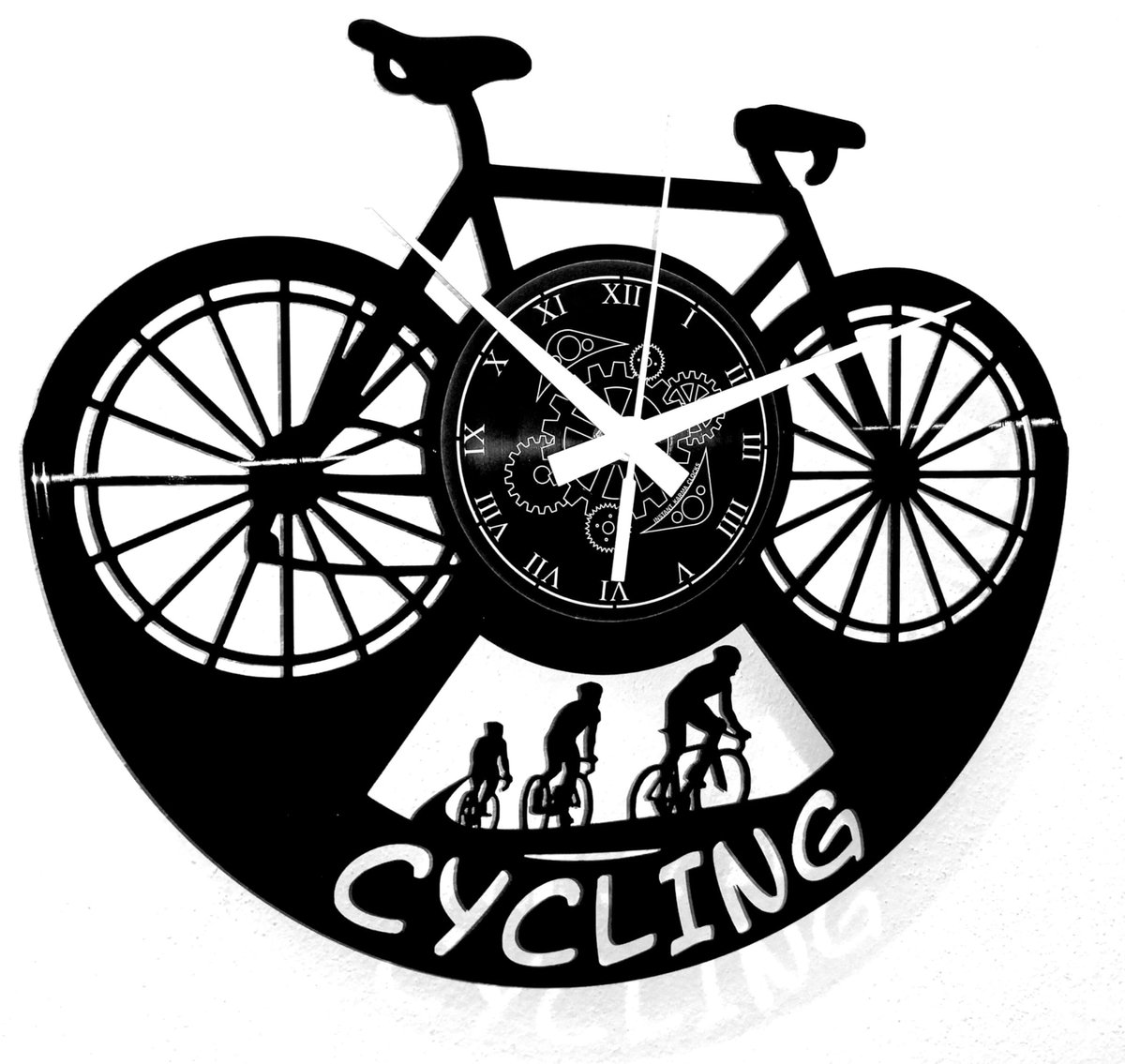 Omgoods - Vinyl Wandklok Fiets Thema - 30 cm Zwart