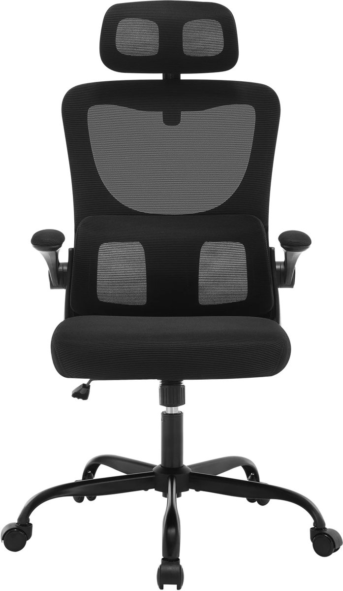 Ergonomische bureaustoel - Ergonomische gamestoel - bureaustoelen voor volwassenen - met 90 ° Opklapbare armleuning - gewatteerd zitkussen