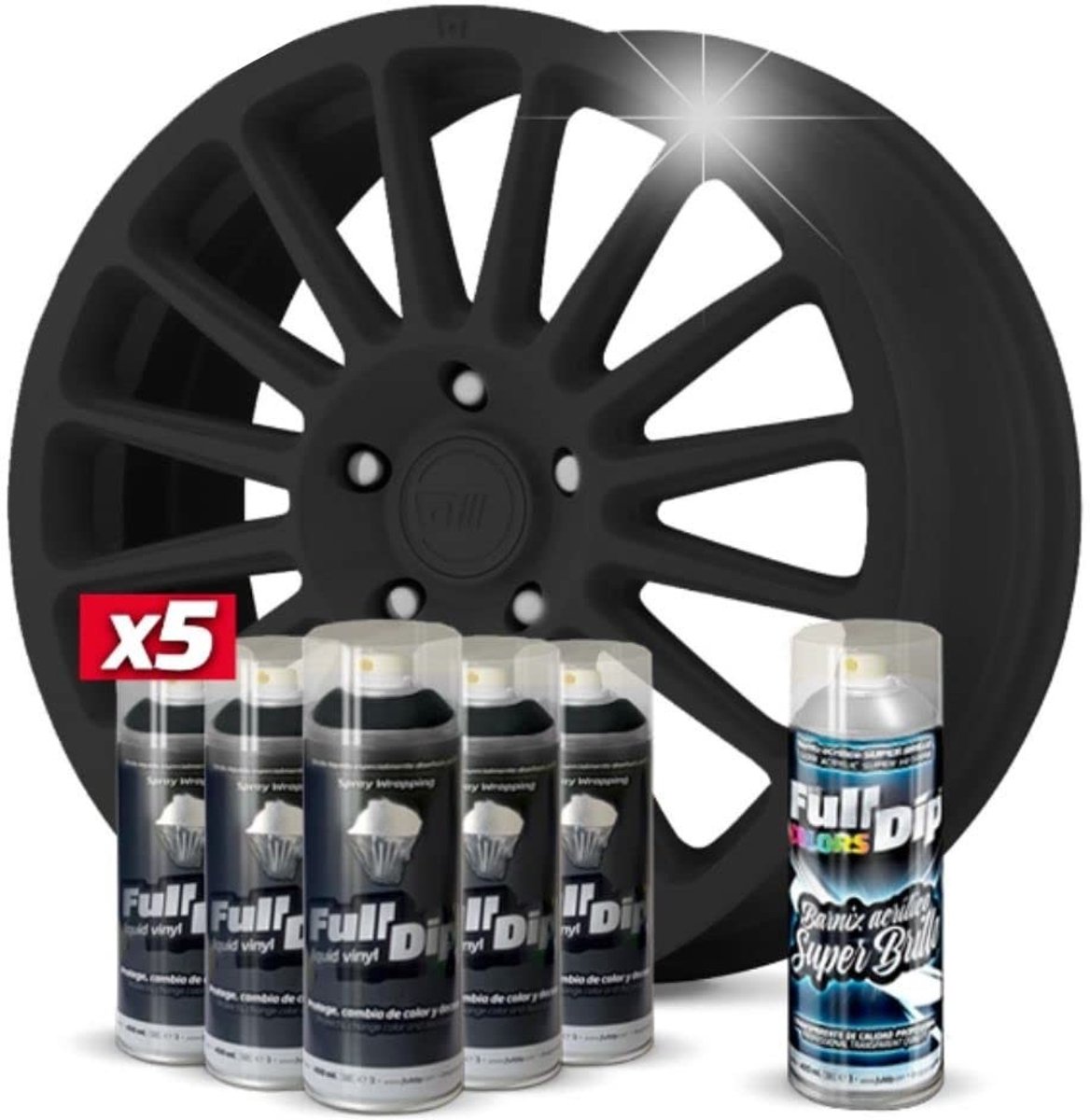 Omgoods - Full Glossy Black Set voor Velgen - 5 Stuks