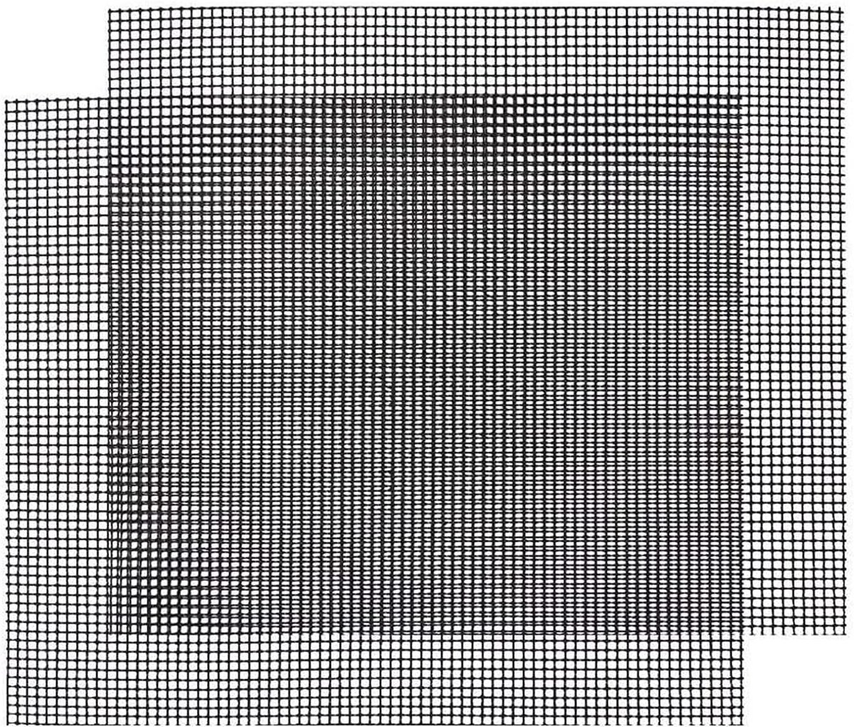 2 Stuks BBQ Grill Mesh Mat - - 36 x 42 cm - Barbecue Bakmat - Non Stick - Herbruikbare - Teflon - Koken - Bakken - Barbecue - zwart