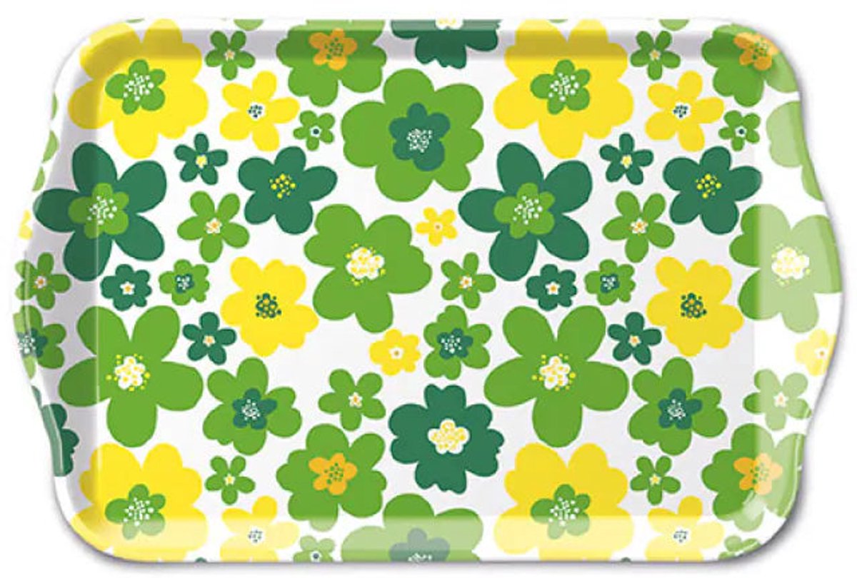 Ambiente Traytje Flower power green 13x21cm