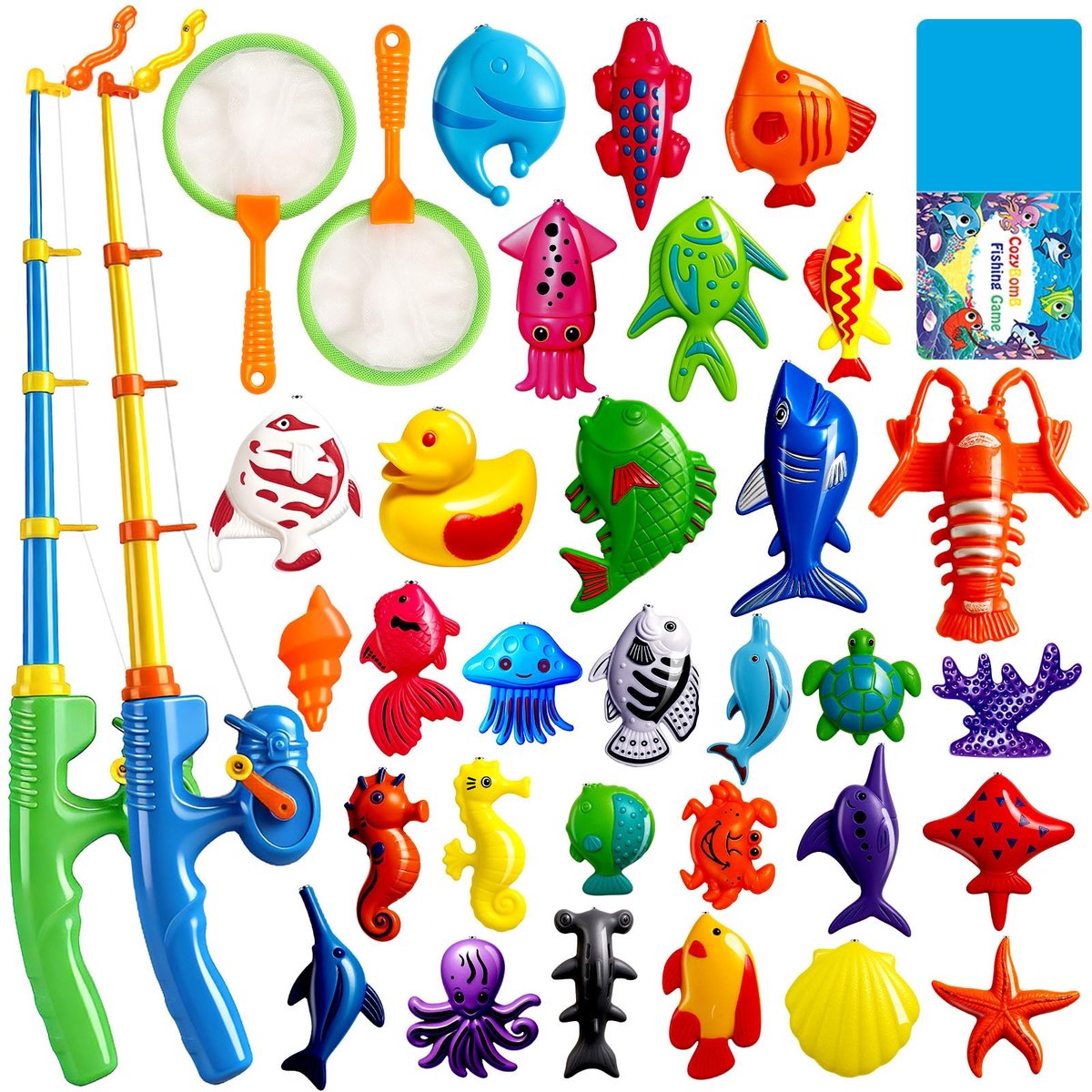 Omgoods- Visspeelgoed - Magnetisch Hengelspel - 30 Soorten Speelgoedvissen - Educatief voor Kinderen - Badplezier - Perfect voor Verjaardagscadeaus - Visspel