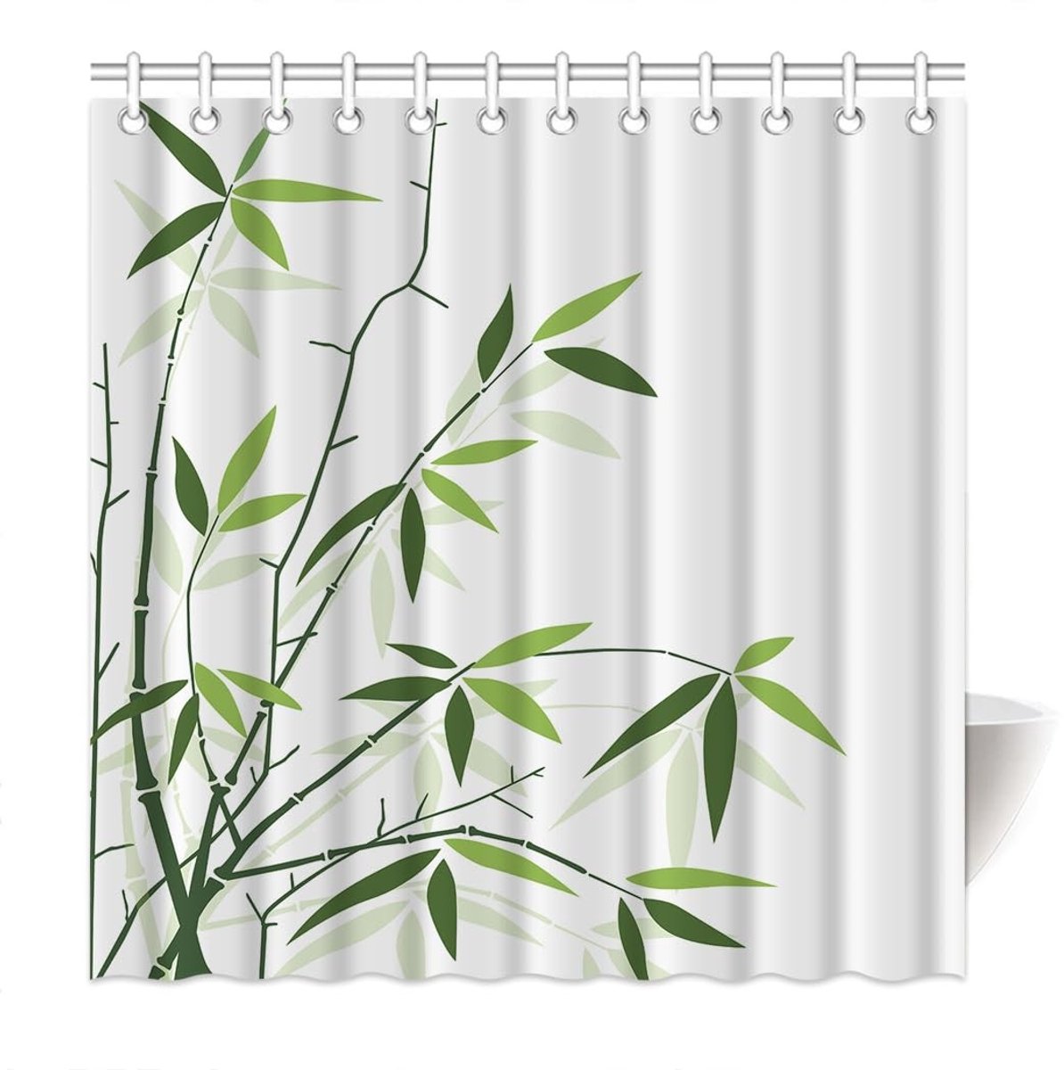 Omgoods - Douchegordijn met Bamboe Bladeren Print 160 x 180 cm