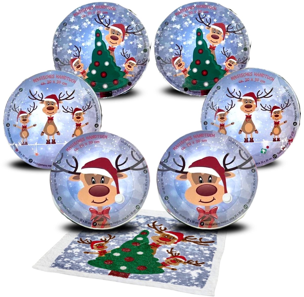 Omgoods - Set van 6 Magische Kerstdoeken Rood Vosje