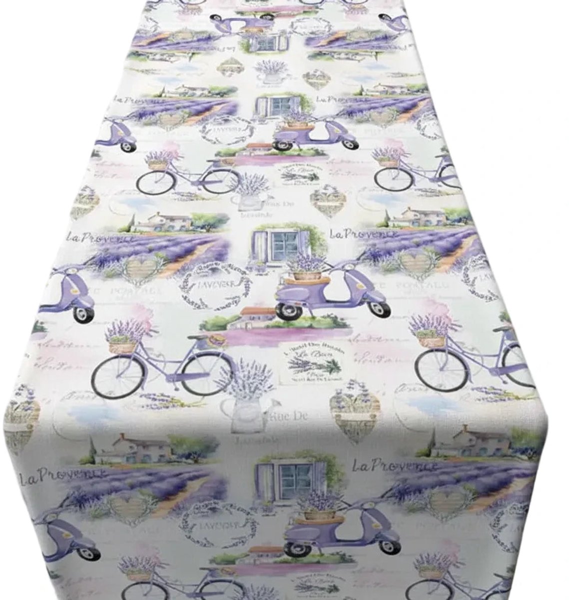 Ambiente Tafelloper La Provence wit paars 140x50cm