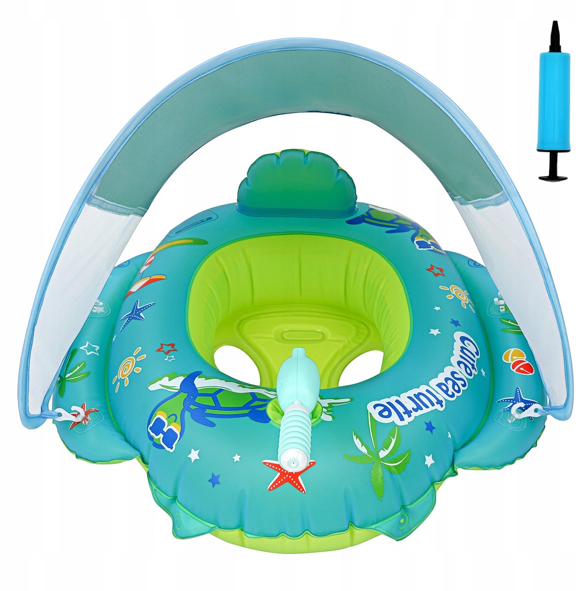 Opblaasbaar Zwemwiel voor Kinderen - Met Zitje, Kap en Handvatten - 58cm Diameter