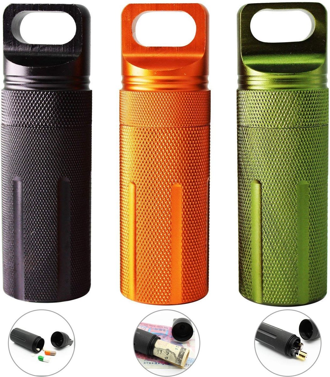 Omgoods - EDC Waterdichte Opbergdoos van Aluminium voor Pillen (3-Pack)