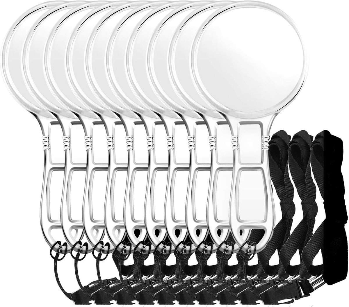 Omgoods - Set van 10 Handheld Vergrootglazen met Lanyards - 6x Vergroting voor Senioren