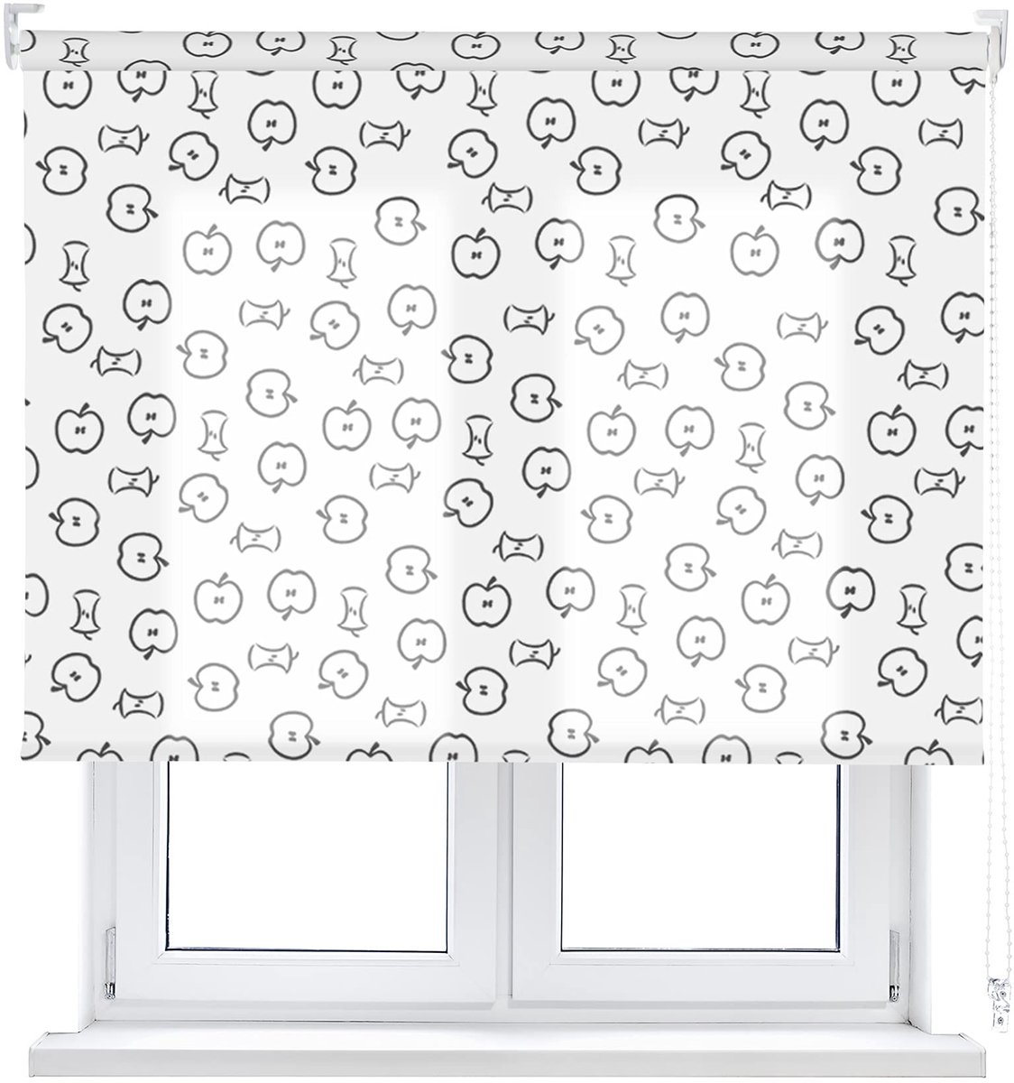 Omgoods - Rolgordijn met Zwarte Appels - Translucent, 105 x 250 cm